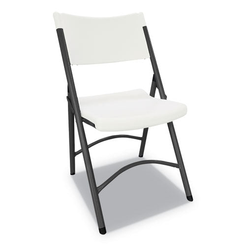 Premium Molded Resin Folding Chair, White Seat-white Back, Dark Gray Base