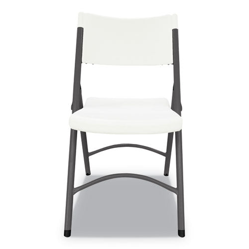 Premium Molded Resin Folding Chair, White Seat-white Back, Dark Gray Base