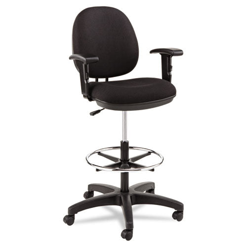 Alera Interval Series Swivel Task Stool, 33.26" Seat Height, Supports Up To 275 Lbs, Black Seat-black Back, Black Base
