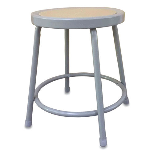 Industrial Metal Shop Stool, 17.95" Seat Height, Supports Up To 300 Lbs, Brown Seat-gray Back, Gray Base