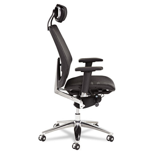Alera K8 Series Ergonomic Multifunction Mesh Chair, Supports Up To 275 Lbs, Black Seat-black Back, Aluminum Base