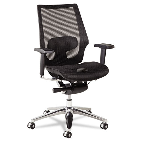 Alera K8 Series Ergonomic Multifunction Mesh Chair, Supports Up To 275 Lbs, Black Seat-black Back, Aluminum Base