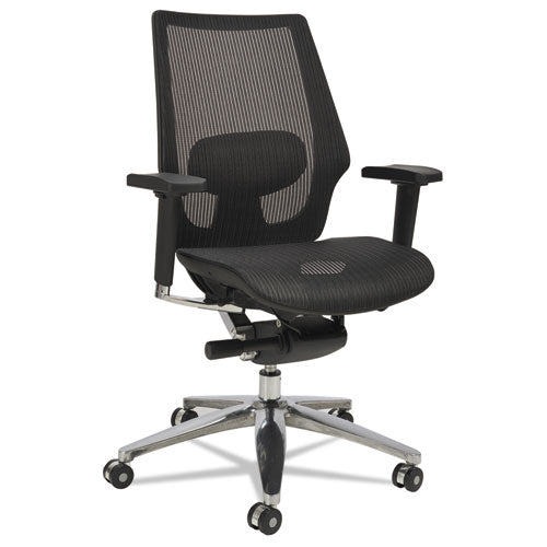 Alera K8 Series Ergonomic Multifunction Mesh Chair, Supports Up To 275 Lbs, Black Seat-black Back, Aluminum Base