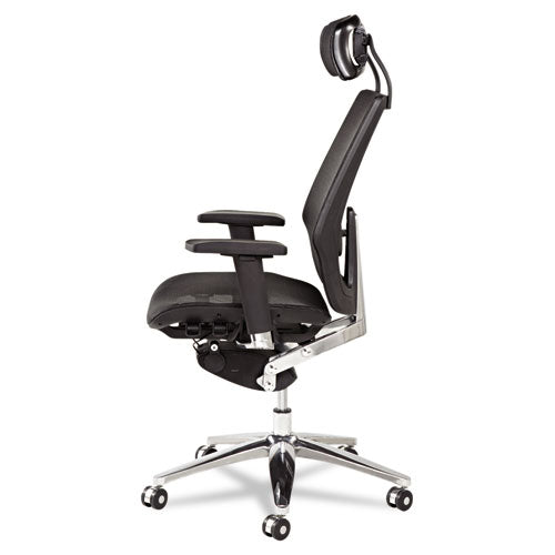 Alera K8 Series Ergonomic Multifunction Mesh Chair, Supports Up To 275 Lbs, Black Seat-black Back, Aluminum Base