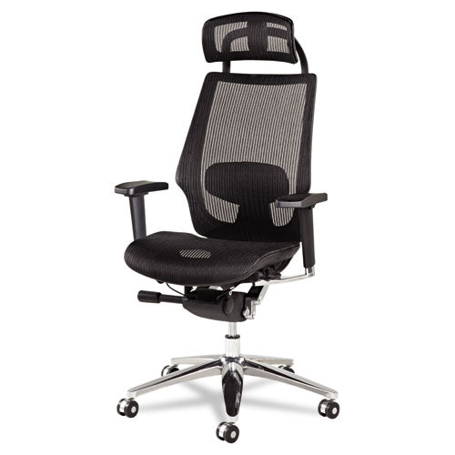 Alera K8 Series Ergonomic Multifunction Mesh Chair, Supports Up To 275 Lbs, Black Seat-black Back, Aluminum Base