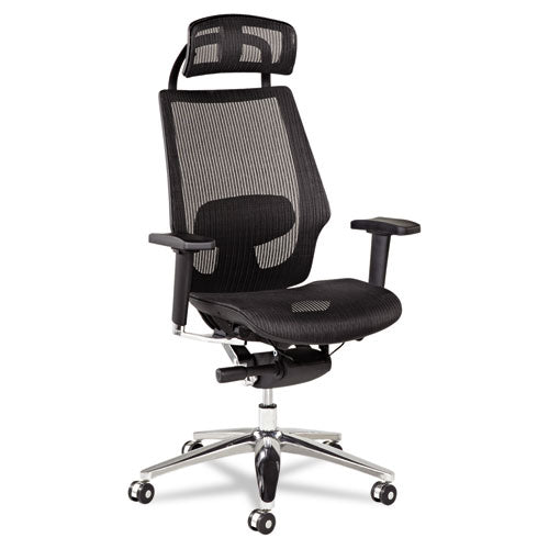 Alera K8 Series Ergonomic Multifunction Mesh Chair, Supports Up To 275 Lbs, Black Seat-black Back, Aluminum Base