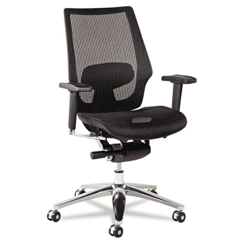 Alera K8 Series Ergonomic Multifunction Mesh Chair, Supports Up To 275 Lbs, Black Seat-black Back, Aluminum Base