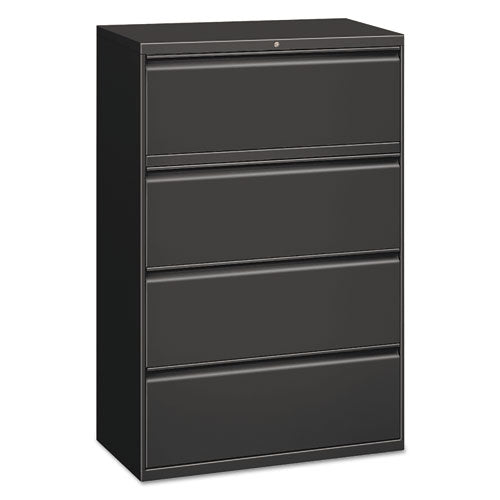 Four-drawer Lateral File Cabinet, 30w X 18d X 52.5h, Charcoal