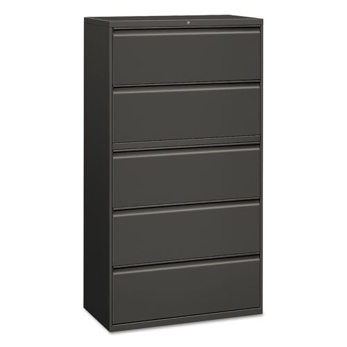 Five-drawer Lateral File Cabinet, 36w X 18d X 64.25h, Charcoal