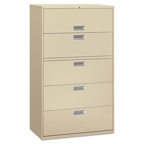 Five-drawer Lateral File Cabinet, 36w X 18d X 64.25h, Light Gray