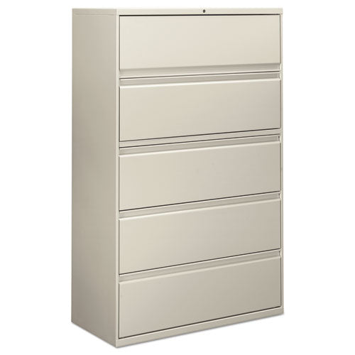 Five-drawer Lateral File Cabinet, 42w X 18d X 64.25h, Light Gray