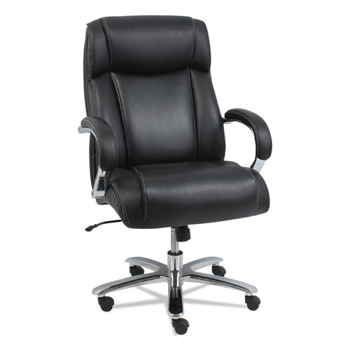 Alera Maxxis Series Big And Tall Leather Chair, Supports Up To 450 Lbs., Black Seat-black Back, Chrome Base