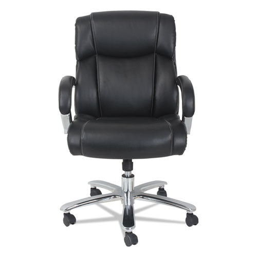 Alera Maxxis Series Big And Tall Leather Chair, Supports Up To 450 Lbs., Black Seat-black Back, Chrome Base
