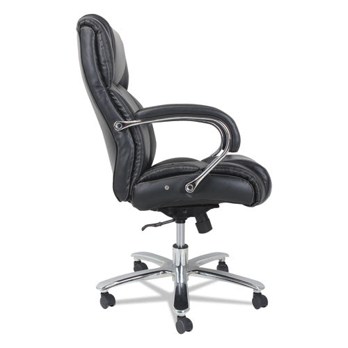 Alera Maxxis Series Big And Tall Leather Chair, Supports Up To 450 Lbs., Black Seat-black Back, Chrome Base