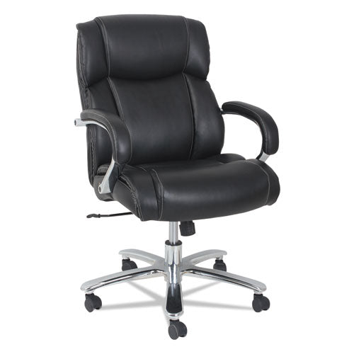 Alera Maxxis Series Big And Tall Leather Chair, Supports Up To 450 Lbs., Black Seat-black Back, Chrome Base