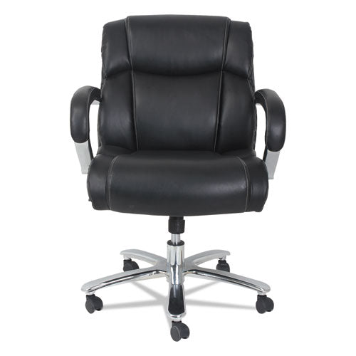 Alera Maxxis Series Big And Tall Leather Chair, Supports Up To 350 Lbs., Black Seat-black Back, Chrome Base