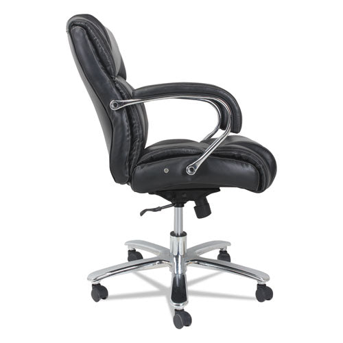 Alera Maxxis Series Big And Tall Leather Chair, Supports Up To 350 Lbs., Black Seat-black Back, Chrome Base
