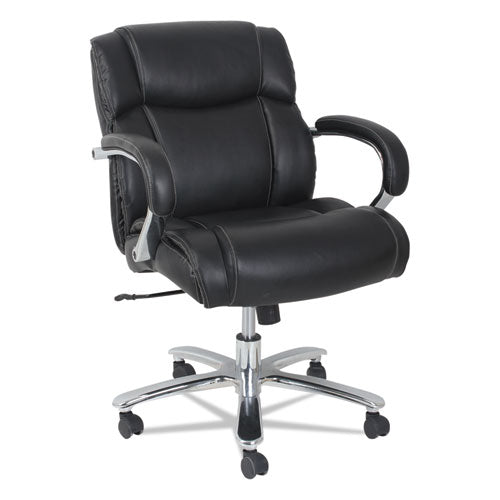 Alera Maxxis Series Big And Tall Leather Chair, Supports Up To 350 Lbs., Black Seat-black Back, Chrome Base