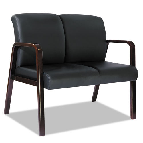 Alera Reception Lounge Series Wood Loveseat, 44.88w X 26.13d X 33h, Black-mahogany