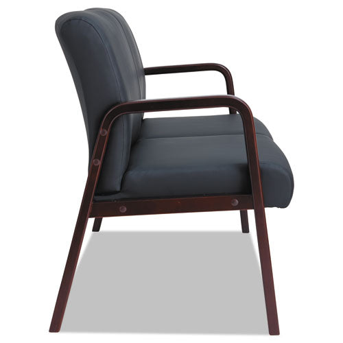 Alera Reception Lounge Series Wood Loveseat, 44.88w X 26.13d X 33h, Black-mahogany