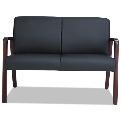 Alera Reception Lounge Series Wood Loveseat, 44.88w X 26.13d X 33h, Black-mahogany