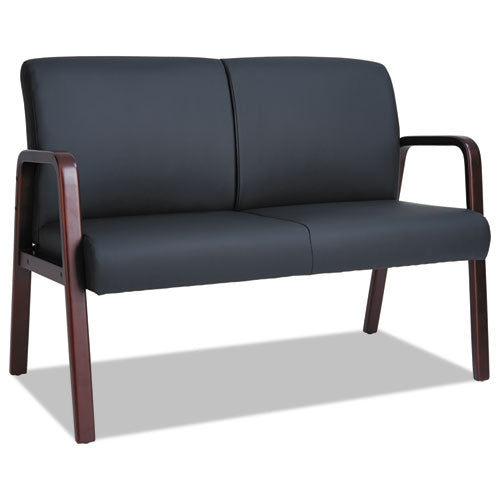 Alera Reception Lounge Series Wood Loveseat, 44.88w X 26.13d X 33h, Black-mahogany