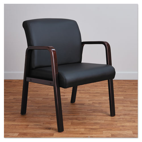 Alera Reception Lounge Wl Series Guest Chair, 24.21'' X 26.14'' X 32.67'', Black Seat-black Back, Mahogany Base