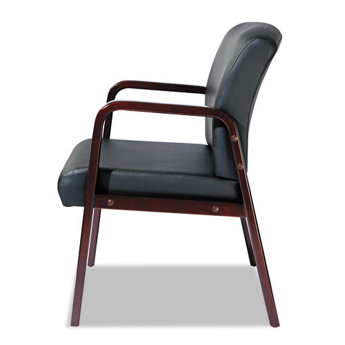Alera Reception Lounge Wl Series Guest Chair, 24.21'' X 26.14'' X 32.67'', Black Seat-black Back, Mahogany Base