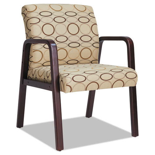 Alera Reception Lounge Wl Series Guest Chair, 24.21'' X 26.14'' X 32.67'', Tan Seat-tan Back, Mahogany Base
