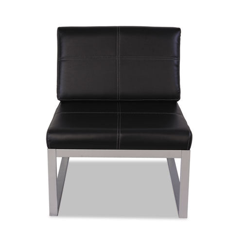 Alera Ispara Series Armless Chair, 26.38" X 31.13" X 30", Black Seat-black Back, Silver Base