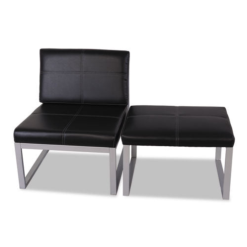 Alera Ispara Series Armless Chair, 26.38" X 31.13" X 30", Black Seat-black Back, Silver Base