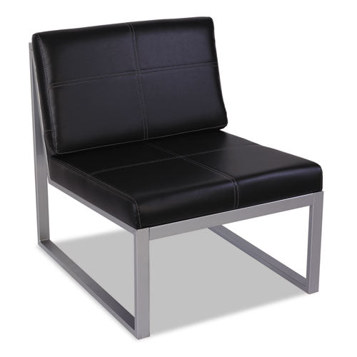 Alera Ispara Series Armless Chair, 26.38" X 31.13" X 30", Black Seat-black Back, Silver Base