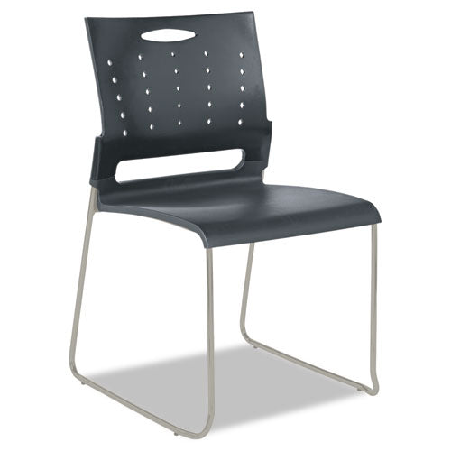 Alera Continental Series Plastic Perforated Back Stack Chair, Charcoal Gray Seat-back, Gunmetal Gray Base, 4-carton