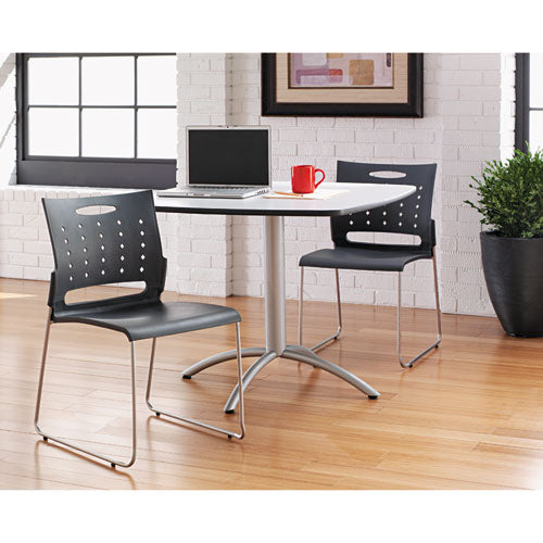 Alera Continental Series Plastic Perforated Back Stack Chair, Charcoal Gray Seat-back, Gunmetal Gray Base, 4-carton