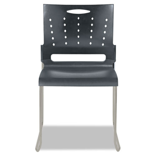 Alera Continental Series Plastic Perforated Back Stack Chair, Charcoal Gray Seat-back, Gunmetal Gray Base, 4-carton