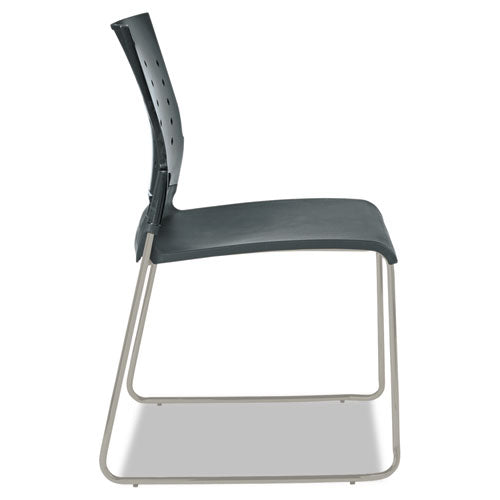 Alera Continental Series Plastic Perforated Back Stack Chair, Charcoal Gray Seat-back, Gunmetal Gray Base, 4-carton