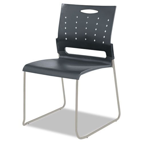 Alera Continental Series Plastic Perforated Back Stack Chair, Charcoal Gray Seat-back, Gunmetal Gray Base, 4-carton