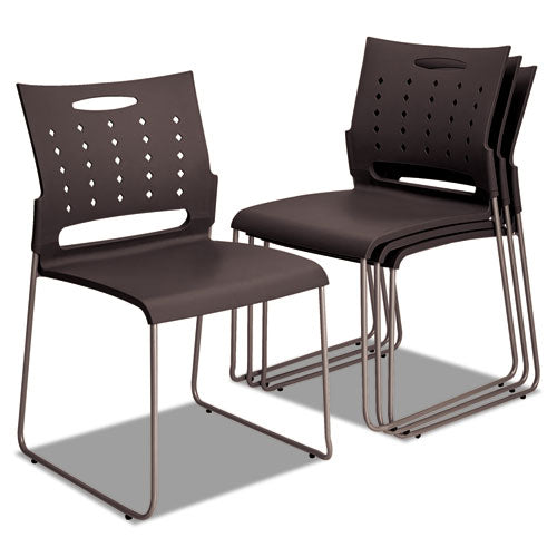 Alera Continental Series Plastic Perforated Back Stack Chair, Charcoal Gray Seat-back, Gunmetal Gray Base, 4-carton