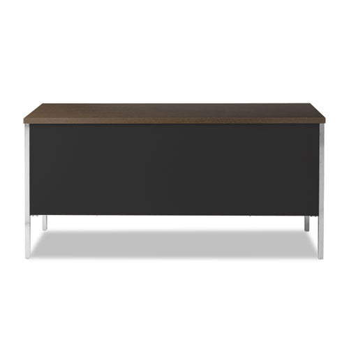 Double Pedestal Steel Credenza, 60w X 24d X 29.5h, Mocha-black