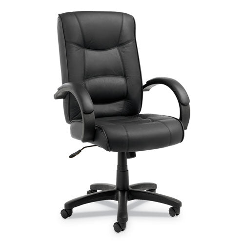 Alera Strada Series High-back Swivel-tilt Top-grain Leather Chair, Supports Up To 275 Lbs, Black Seat-black Back, Black Base