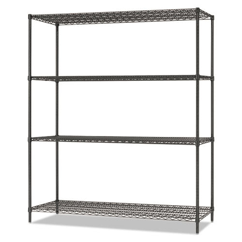 All-purpose Wire Shelving Starter Kit, 4-shelf, 60 X 24 X 72, Black Anthracite Plus