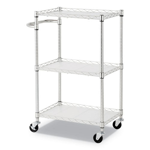 3-shelf Wire Cart With Liners, 24w X 16d X 39h, Silver, 500-lb Capacity