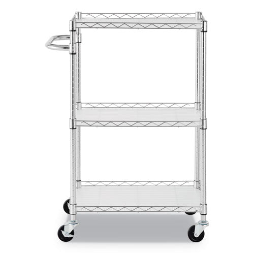 3-shelf Wire Cart With Liners, 24w X 16d X 39h, Silver, 500-lb Capacity