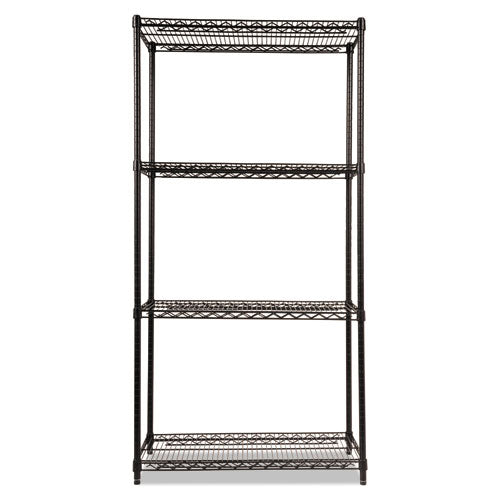 Nsf Certified Industrial 4-shelf Wire Shelving Kit, 36w X 18d X 72h, Black