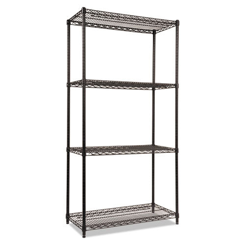 Nsf Certified Industrial 4-shelf Wire Shelving Kit, 36w X 18d X 72h, Black