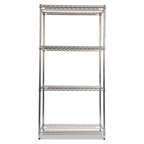 Nsf Certified Industrial 4-shelf Wire Shelving Kit, 36w X 18d X 72h, Silver