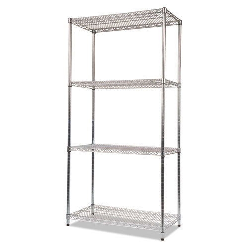 Nsf Certified Industrial 4-shelf Wire Shelving Kit, 36w X 18d X 72h, Silver