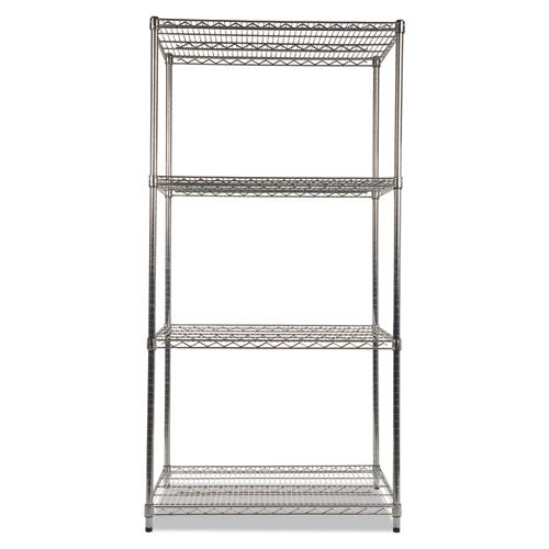 Nsf Certified Industrial 4-shelf Wire Shelving Kit, 36w X 24d X 72h, Silver
