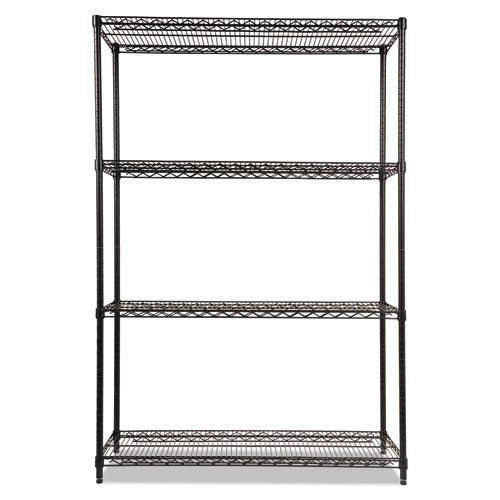 Nsf Certified Industrial 4-shelf Wire Shelving Kit, 48w X 18d X 72h, Black