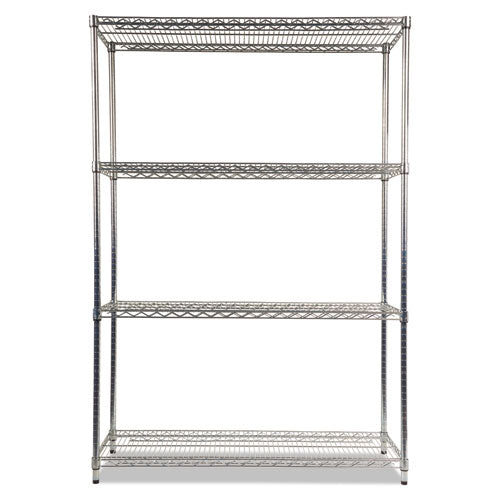 Nsf Certified Industrial 4-shelf Wire Shelving Kit, 48w X 18d X 72h, Silver